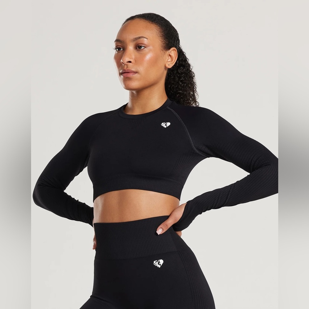 Women’S Best Power Seamless Long Sleeve Crop Top, Black